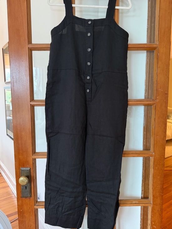 Everlane Pants - Black Button-Front Linen Women's Jumpsuit